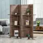 Biombo Plegable de 4 Paneles de Madera 162x170 cm Biombo Separador de Ambientes con 3 Estantes Nogal