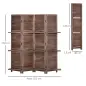 Biombo Plegable de 4 Paneles de Madera 162x170 cm Biombo Separador de Ambientes con 3 Estantes Nogal