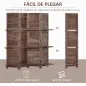 Biombo Plegable de 4 Paneles de Madera 162x170 cm Biombo Separador de Ambientes con 3 Estantes Nogal