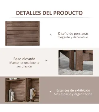 Biombo Plegable de 4 Paneles de Madera 162x170 cm Biombo Separador de Ambientes con 3 Estantes Nogal