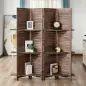 Biombo Plegable de 4 Paneles de Madera 162x170 cm Biombo Separador de Ambientes con 3 Estantes Nogal