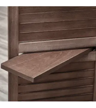 Biombo Plegable de 4 Paneles de Madera 162x170 cm Biombo Separador de Ambientes con 3 Estantes Nogal