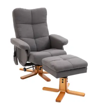 Sillón Relax Reclinable con Reposapiés 10 Puntos de Masaje Giratorio Mando a Distancia Bolsillo Lateral Gris Oscuro