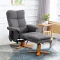 Sillón Relax Reclinable con Reposapiés 10 Puntos de Masaje Giratorio Mando a Distancia Bolsillo Lateral Gris Oscuro