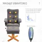 Sillón Relax Reclinable con Reposapiés 10 Puntos de Masaje Giratorio Mando a Distancia Bolsillo Lateral Gris Oscuro