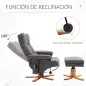 Sillón Relax Reclinable con Reposapiés 10 Puntos de Masaje Giratorio Mando a Distancia Bolsillo Lateral Gris Oscuro