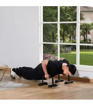 Barras Paralelas Calistenia de Acero con Alfombra Antideslizante para Entrenamiento en Gimnasio Hogar 36x25x20 cm Negro
