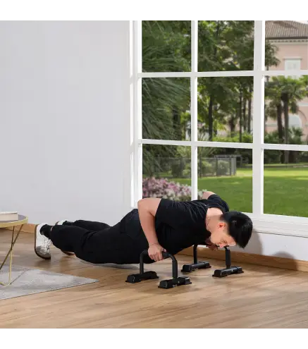 Barras Paralelas Calistenia de Acero con Alfombra Antideslizante para Entrenamiento en Gimnasio Hogar 36x25x20 cm Negro