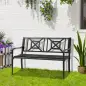 Banco de Jardín de 2 Plazas Banco Exterior de Acero con Reposabrazos y Respaldo Decorativo para Terraza Balcón Patio Carga 240 k