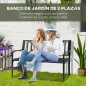 Banco de Jardín de 2 Plazas Banco Exterior de Acero con Reposabrazos y Respaldo Decorativo para Terraza Balcón Patio Carga 240 k