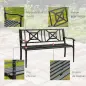 Banco de Jardín de 2 Plazas Banco Exterior de Acero con Reposabrazos y Respaldo Decorativo para Terraza Balcón Patio Carga 240 k