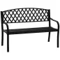 Banco de Jardín de 2 Plazas con Respaldo Decorativo y Reposabrazos para Terraza Balcón Patio Exterior Carga 240 kg Hierro Fundid
