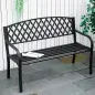 Banco de Jardín de 2 Plazas con Respaldo Decorativo y Reposabrazos para Terraza Balcón Patio Exterior Carga 240 kg Hierro Fundid