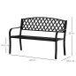 Banco de Jardín de 2 Plazas con Respaldo Decorativo y Reposabrazos para Terraza Balcón Patio Exterior Carga 240 kg Hierro Fundid