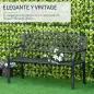 Banco de Jardín de 2 Plazas con Respaldo Decorativo y Reposabrazos para Terraza Balcón Patio Exterior Carga 240 kg Hierro Fundid