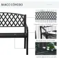 Banco de Jardín de 2 Plazas con Respaldo Decorativo y Reposabrazos para Terraza Balcón Patio Exterior Carga 240 kg Hierro Fundid