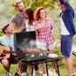 Barbacoa de Mesa a Gas Plegable con 2 Quemadores Parrilla de Gas Portátil con Tapa Acero a Carbono para Camping Picnic al Aire L