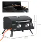 Barbacoa de Mesa a Gas Plegable con 2 Quemadores Parrilla de Gas Portátil con Tapa Acero a Carbono para Camping Picnic al Aire L