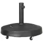 Base para Sombrilla de Resina de 25 kg con Ruedas y Asa Retráctil para Postes de Ø38/48 mm Ø53x41 cm Negro