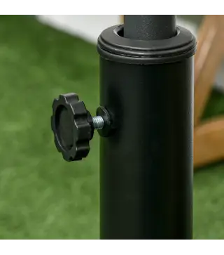 Base para Sombrilla de Resina de 25 kg con Ruedas y Asa Retráctil para Postes de Ø38/48 mm Ø53x41 cm Negro