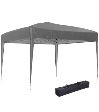 Carpa Plegable 3x3 m Pop-up Cenador de Jardín Altura Ajustable con Bolsa de Transporte Anti-UV Impermeable Gris
