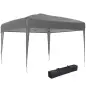 Carpa Plegable 3x3 m Pop-up Cenador de Jardín Altura Ajustable con Bolsa de Transporte Anti-UV Impermeable Gris