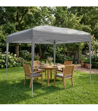 Carpa Plegable 3x3 m Pop-up Cenador de Jardín Altura Ajustable con Bolsa de Transporte Anti-UV Impermeable Gris