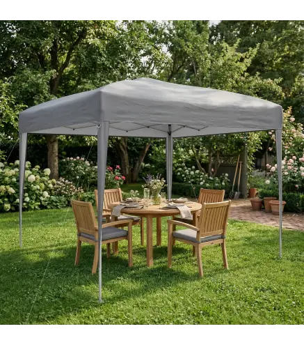 Carpa Plegable 3x3 m Pop-up Cenador de Jardín Altura Ajustable con Bolsa de Transporte Anti-UV Impermeable Gris