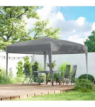 Carpa Plegable 3x3 m Pop-up Cenador de Jardín Altura Ajustable con Bolsa de Transporte Anti-UV Impermeable Gris