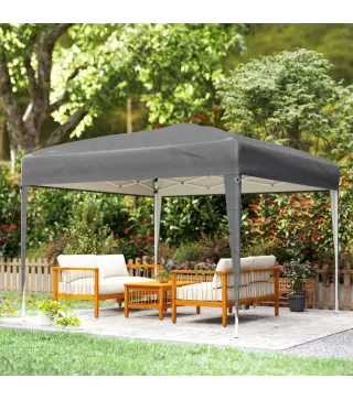Carpa Plegable 3x3 m Pop-up Cenador de Jardín Altura Ajustable con Bolsa de Transporte Anti-UV Impermeable Gris