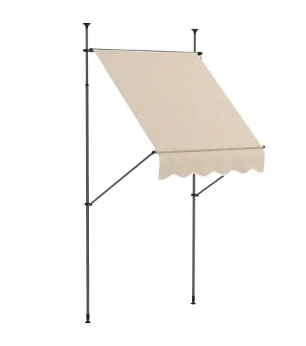 Toldo autoportante retráctil de 1,5x1,2x2,1-3 m con inclinación ajustable metal aluminio poliéster sable