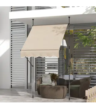 Toldo autoportante retráctil de 1,5x1,2x2,1-3 m con inclinación ajustable metal aluminio poliéster sable