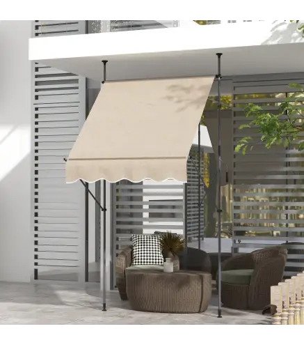 Toldo autoportante retráctil de 1,5x1,2x2,1-3 m con inclinación ajustable metal aluminio poliéster sable