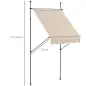Toldo autoportante retráctil de 1,5x1,2x2,1-3 m con inclinación ajustable metal aluminio poliéster sable