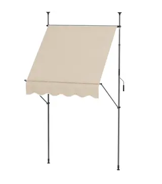 Toldo autoportante retráctil de 1,5x1,2x2,1-3 m con inclinación ajustable metal aluminio poliéster sable