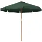 Parasol de Madera Ø325x250 cm con Sistema de Polea Techo de Ventilación y 8 Varillas de Bambú para Terraza Balcón Verde
