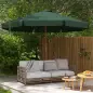 Parasol de Madera Ø325x250 cm con Sistema de Polea Techo de Ventilación y 8 Varillas de Bambú para Terraza Balcón Verde