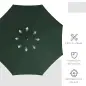 Parasol de Madera Ø325x250 cm con Sistema de Polea Techo de Ventilación y 8 Varillas de Bambú para Terraza Balcón Verde