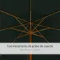 Parasol de Madera Ø325x250 cm con Sistema de Polea Techo de Ventilación y 8 Varillas de Bambú para Terraza Balcón Verde