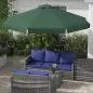 Parasol de Madera Ø325x250 cm con Sistema de Polea Techo de Ventilación y 8 Varillas de Bambú para Terraza Balcón Verde