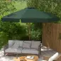 Parasol de Madera Ø325x250 cm con Sistema de Polea Techo de Ventilación y 8 Varillas de Bambú para Terraza Balcón Verde