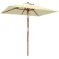Sombrilla de Jardín Rectangular 200x150x235 cm Inclinable con Anti-UV y Poste de Madera para Terraza Patio Beige