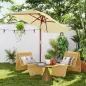 Sombrilla de Jardín Rectangular 200x150x235 cm Inclinable con Anti-UV y Poste de Madera para Terraza Patio Beige
