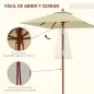Sombrilla de Jardín Rectangular 200x150x235 cm Inclinable con Anti-UV y Poste de Madera para Terraza Patio Beige