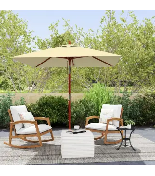 Sombrilla de Jardín Rectangular 200x150x235 cm Inclinable con Anti-UV y Poste de Madera para Terraza Patio Beige