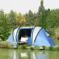 Tienda de Camping Familiar para 4-5 Personas con 2 Habitaciones Separadas Puertas y Ventanas 450x220x180 cm Azul