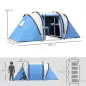 Tienda de Camping Familiar para 4-5 Personas con 2 Habitaciones Separadas Puertas y Ventanas 450x220x180 cm Azul