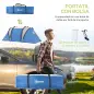 Tienda de Camping Familiar para 4-5 Personas con 2 Habitaciones Separadas Puertas y Ventanas 450x220x180 cm Azul