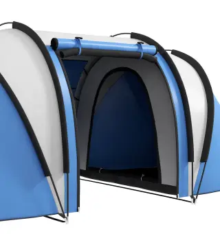 Tienda de Camping Familiar para 4-5 Personas con 2 Habitaciones Separadas Puertas y Ventanas 450x220x180 cm Azul
