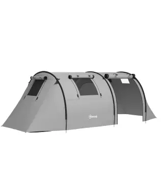 Tienda de Campaña para 3 Personas con Ventanas Gancho Bolsa de Transporte Impermeable 3000 mm 470x220x150 cm Verde